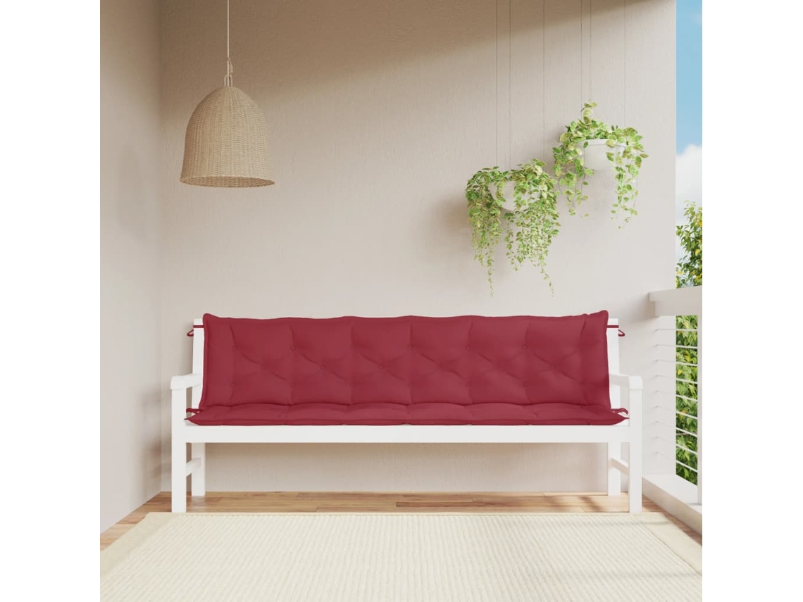 Vidaxl Almofadões Banco Jardim 2 Pcs Tecido Oxford Vermelho Tinto