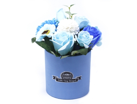 Pequeno Buquês de Flores de Sabão Azuis Calmantes 10X20 Cm