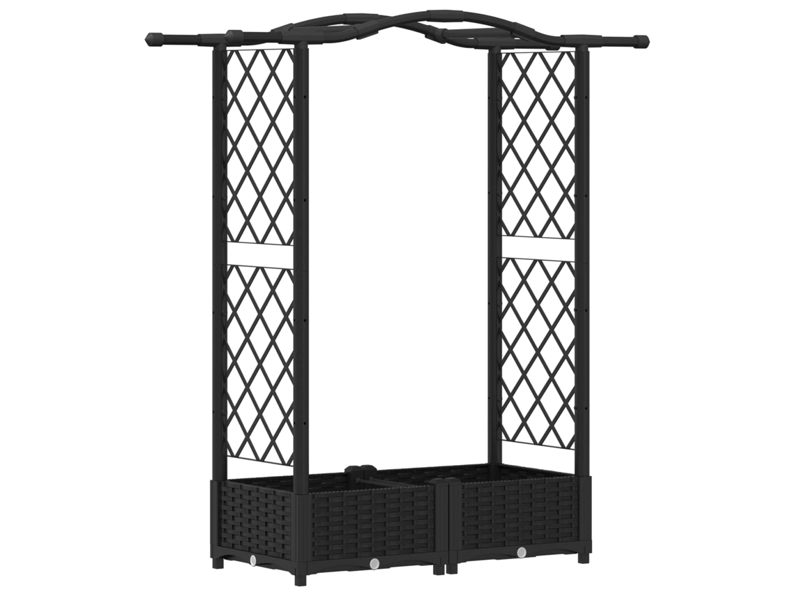 Vidaxl Cama Elevada Com Treliça E Telhado Preto 124 X 40 X 125 Cm Pp