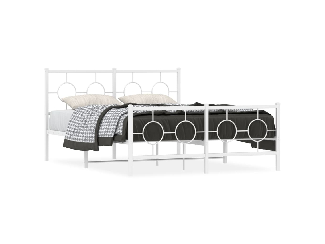 Estrutura de Cama com Cabeceira e Pés Metal Branco MAISON EXCLUSIVE 135x190 cm