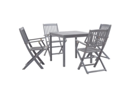 Vidaxl 5 Pcs Conjunto de Jantar Jardim Madeira Acácia Maciça Cinzento