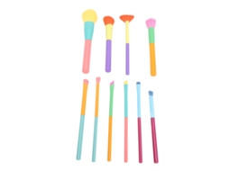 10pcs Set De Brochas De Maquillaje Coloridas Para Polvo, Rubor Y Sombras De Ojos