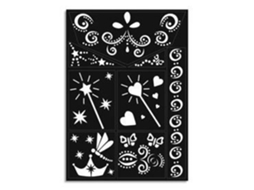Conjunto de 4 estênceis de maquiagem temáticos - OZI - Piratas, Selva, Gato e Borboletas, Fadas