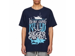 Rockinstone Jaws Movie Typography Navy Adult T-shirt Size:xxl