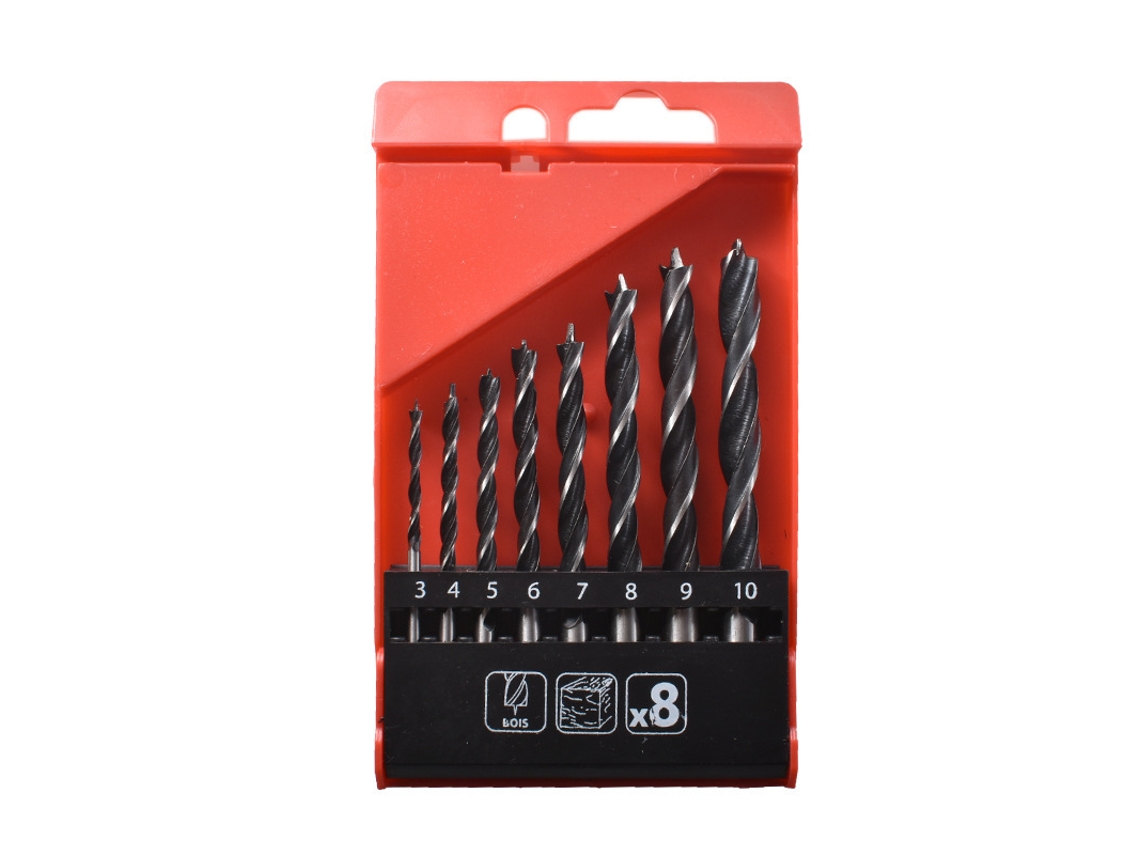 Brocas Helicoidais de Três Pontas para Marcenaria,haste Redonda de 3 a 10 Mm,para Posicionamento,perfuração e Furação em Madeira X001 (conjunto de 8 Peças)