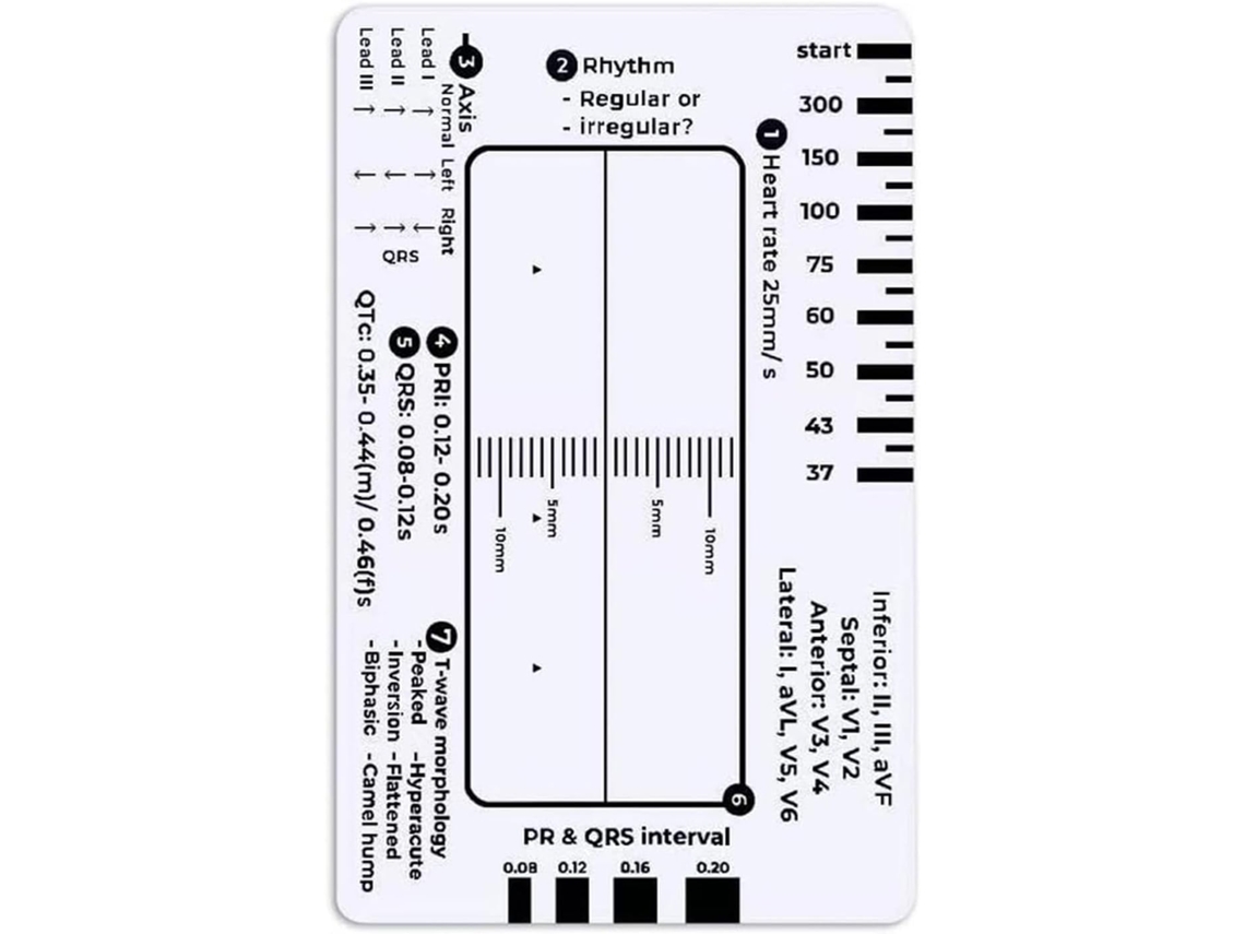 Régua De 7 Passos Xagmodshn Para Eletrocardiograma, Ideal Para Cardiologistas, Enfermeiros E Estudantes, Monitoramento