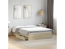 Vidaxl Estrutura De Cama C/ Gavetas Derivados Madeira Carvalho Sonoma