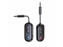 Adaptador de áudio Bluetooth 5.4 com transmissor e receptor auxiliar de 3,5 mm para carros, monitores e colunas de som.
