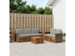 Vidaxl Conjuntos De Sofás Com Almofada 6 Pcs Madeira Sólida De Acácia