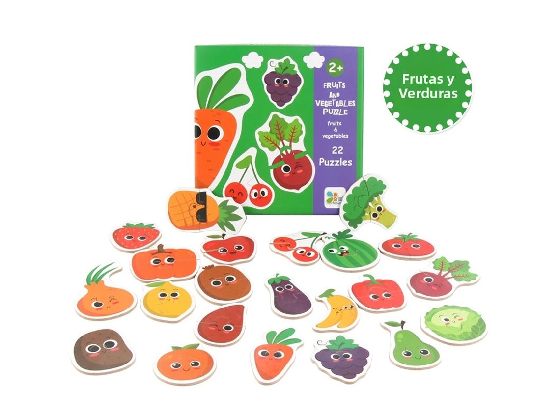Quebra-cabeça De Madeira Infantil Com Tema De Frutas E Vegetais