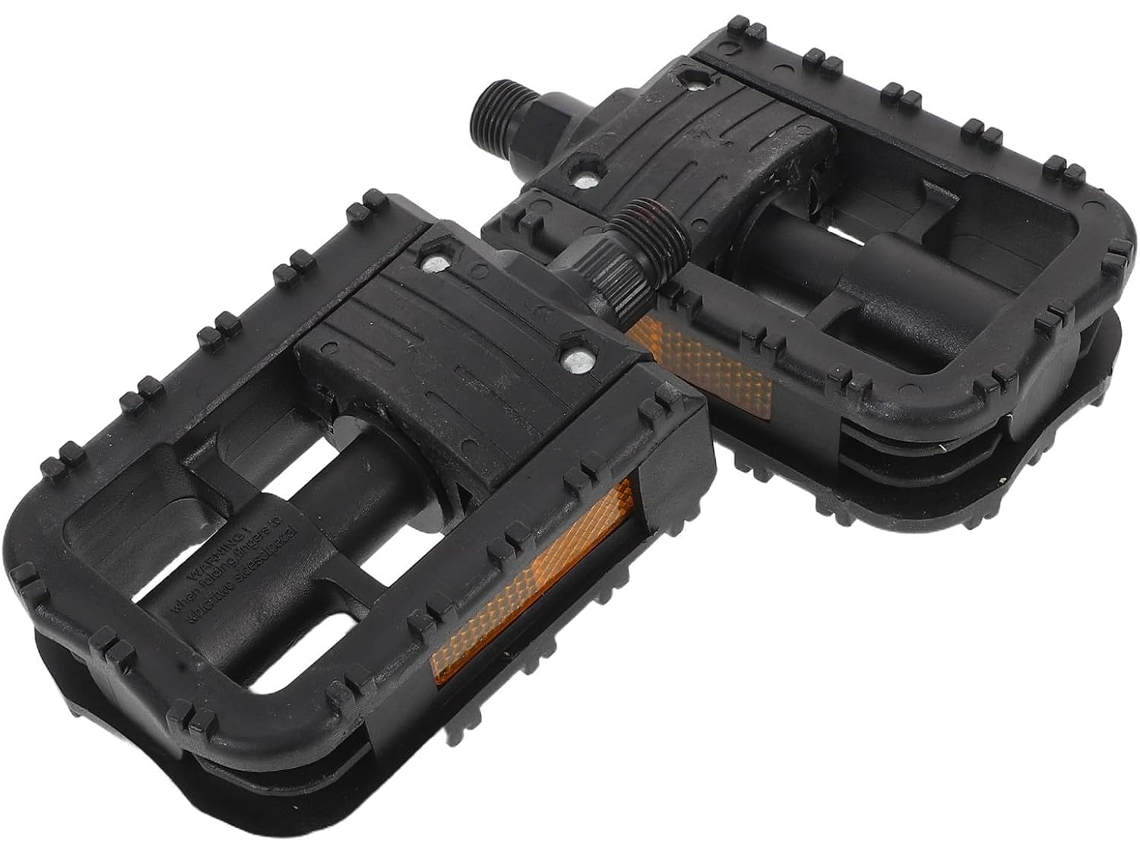 2 Pedais Dobráveis De Plástico Preto 14 Mm Para Bicicleta