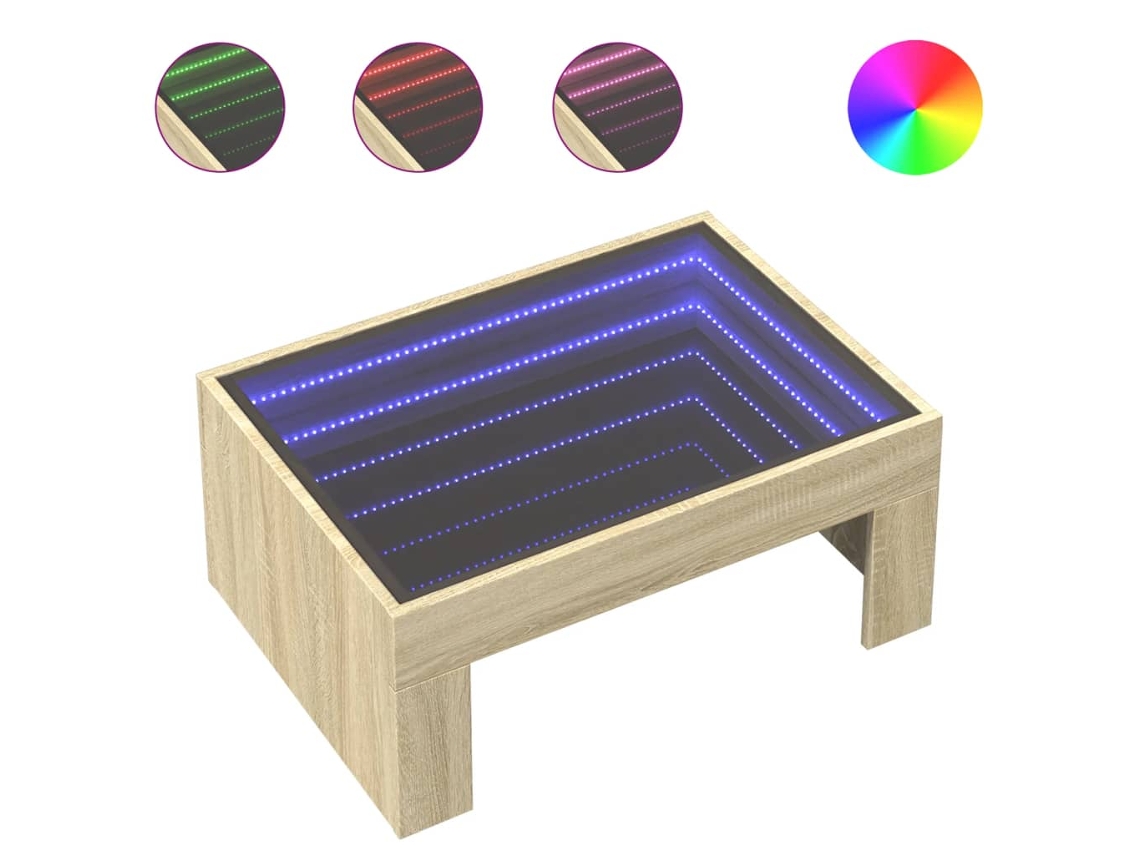 Mesa de Centro com Luzes Led Infinity MAISON EXCLUSIVE Carvalho Sonoma (70x50x30 cm)