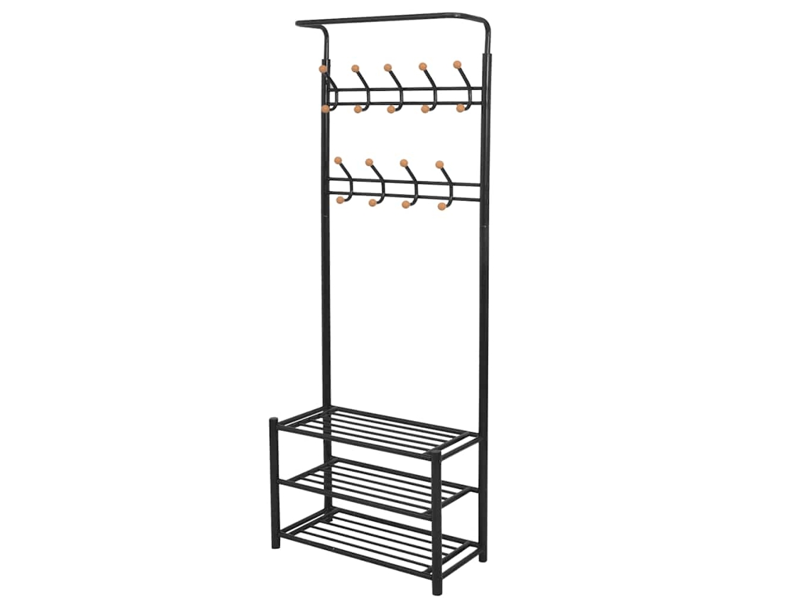 Vidaxl Suporte Para Roupas Com Sapateira 68x32x182,5 Cm Preto