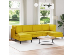 Vidaxl Conjunto De Móveis Para Sala De Estar 6 Pcs Amarelo Veludo