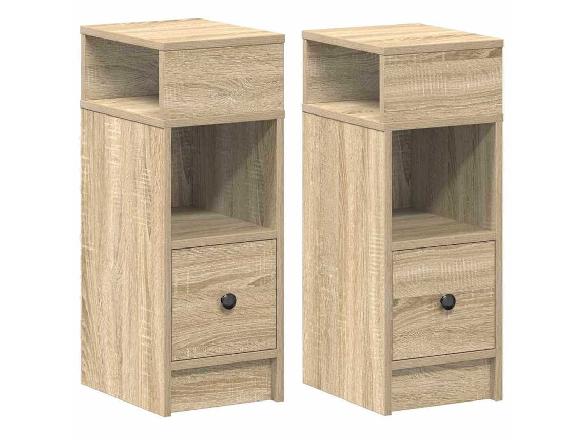 Conjunto de 2 Mesas de Cabeceira com Gaveta Carvalho Sonoma MAISON EXCLUSIVE (25x31x66 cm)