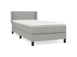 Cama com Molas e Colchão Tecido Cinzento Claro MAISON EXCLUSIVE (90x190 cm)