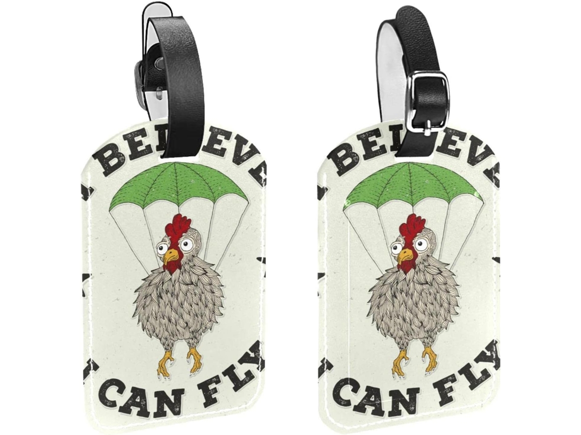 Conjunto De 2 Etiquetas Bagagem Em Couro Pu Com A Inscrição I Believe Can Fly Eu Acredito Que Posso Voar