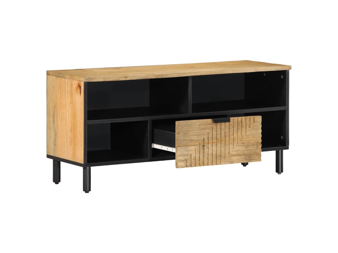 Móvel De Tv | Armário Para Tv | Suporte De Tv 100x33x46 Cm Madeira De Mangueira Maciça Castanho Cfw68395 Lovely Home