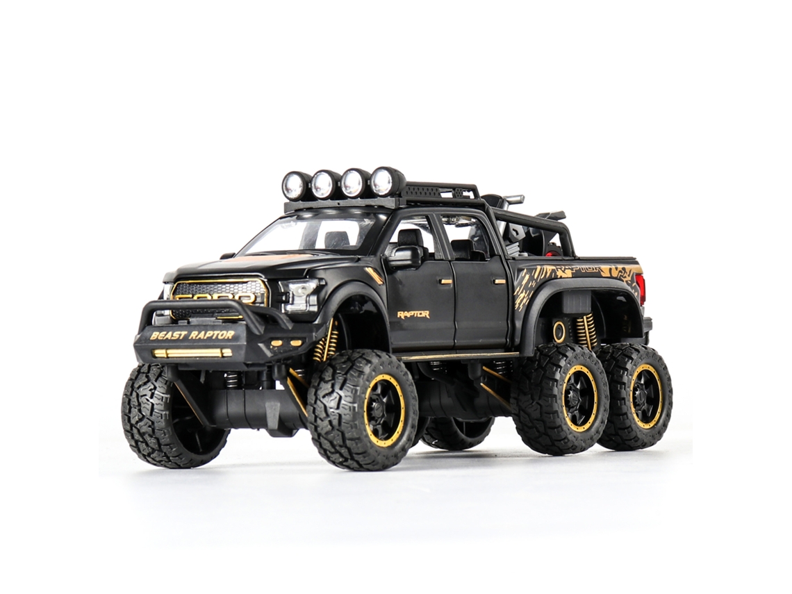 (preto Fosco) Miniatura De Carro Em Escala 1/28 Da Picape F150 Raptor, Com Rodas Grandes E Feita De Liga Metálica.