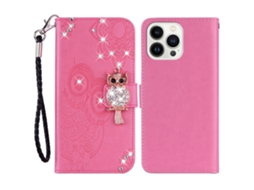Capa Para Iphone 15 Pro Max Pele Sintética Rosa