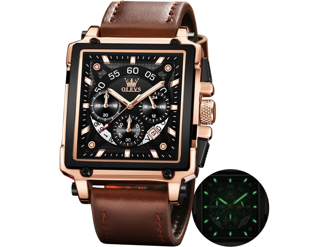 Relógio de Quartzo Masculino Cronógrafo Luminoso À Prova DÁguamarrom Preto