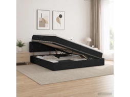 Vidaxl Cama De Armazenamento Led Com Colchão Preto 200 X 200 Cm Tecido