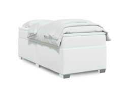 Vidaxl Cama Com Molas/colchão 90x200 Cm Couro Artificial Branco