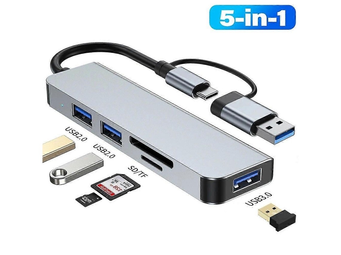 Concentrador Tipo C, 5 Em 1, Versão 3.0, Leitores Sd E Tf, 5 Gbps