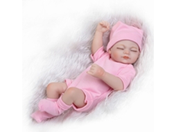 Primerox boneca Reborn Menina Silicone 25cm Dormindo com Roupa Banho Presente Cute Rosa