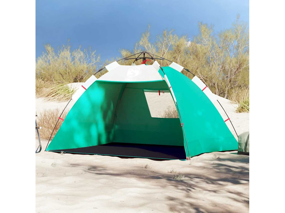 Vidaxl Tenda Praia 2 Pessoas Libertação Rápida Impermeável Verde Mar