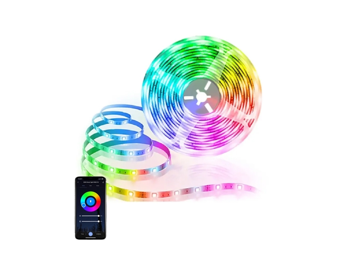 Fita Led, 5 M, Rgb, Wi-fi, Para Decoração De Móveis, Televisão, Prateleiras E Ambientes Internos
