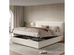 Cama Hidráulica Casal 180x200cm Com Estojo E Cabeceira Branca Bouclé