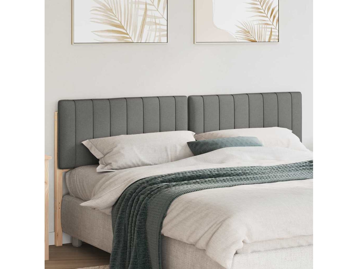 Vidaxl Cabeceira Estofada Com Cabeceira Marrom E Cinza Claro 180 Cm