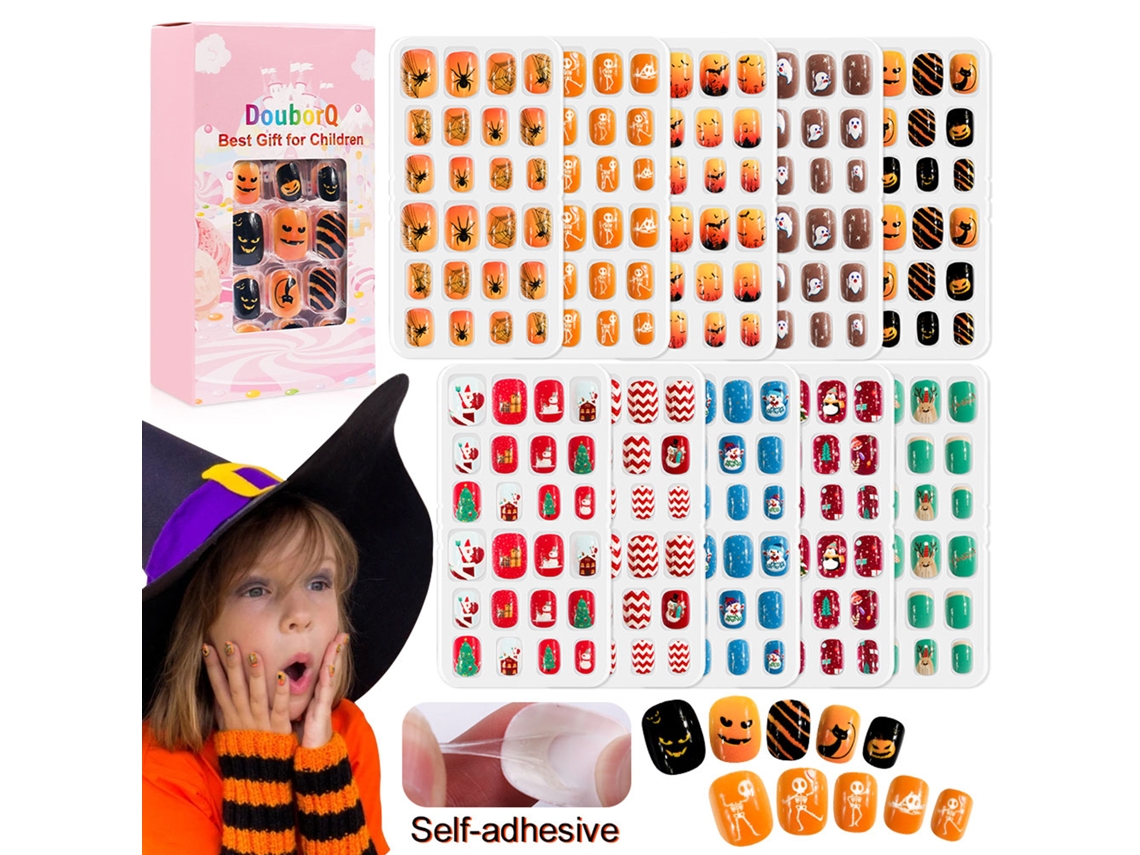 120 Unidades/conjunto De Uñas Postizas Autoadesivas Bonitas Para Niños, Arte De Uñas Diy, Regalo Infantil