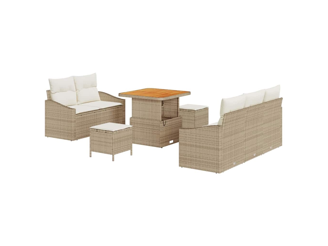 Maison Exclusive - Conjunto De Sofá De Jardim Com Almofada 8 Pcs Bege Vime Pe