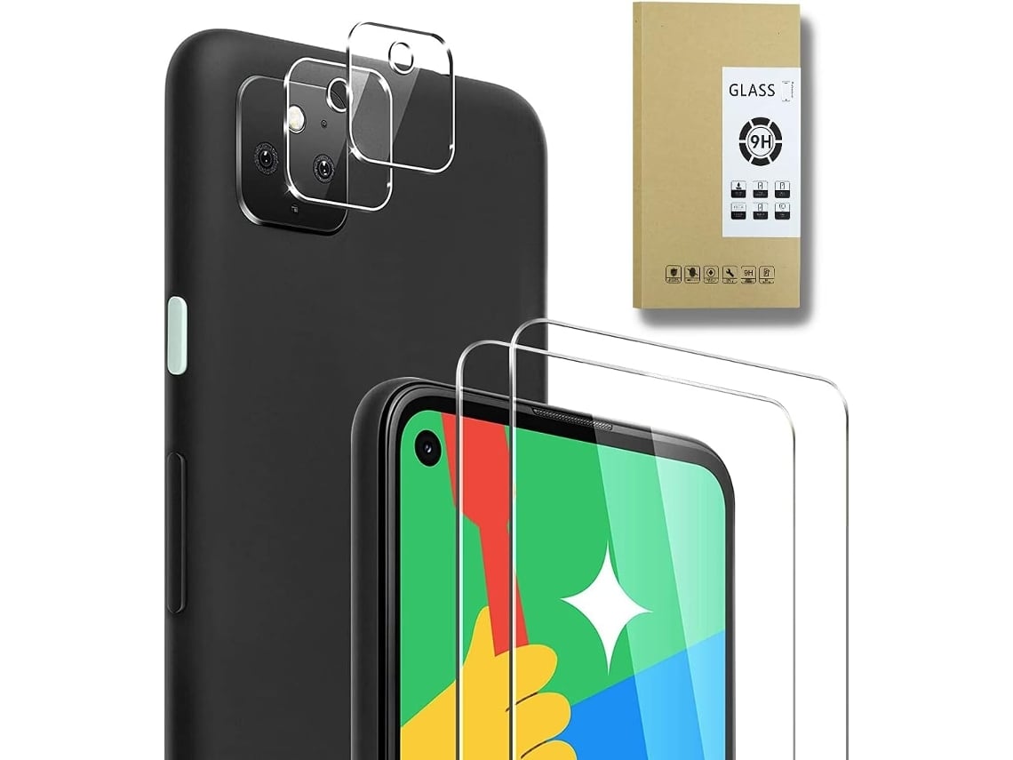 Conjunto de Capas Protetor Ecran Câmera Instalação Fácil Sem para Google Google Pixel 4a 5g Hongwe. Vidro Temperado Anti riscos 1 (2un)