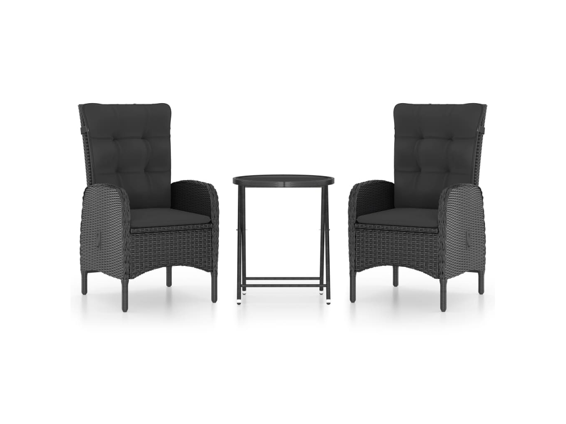 Bistro Set, Bistro Sets Vidaxl Preto Rattan / Vime (n/a)