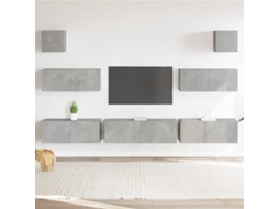 Vidaxl 7 Pcs Conjunto Móveis Tv Derivados De Madeira Cinzento Cimento