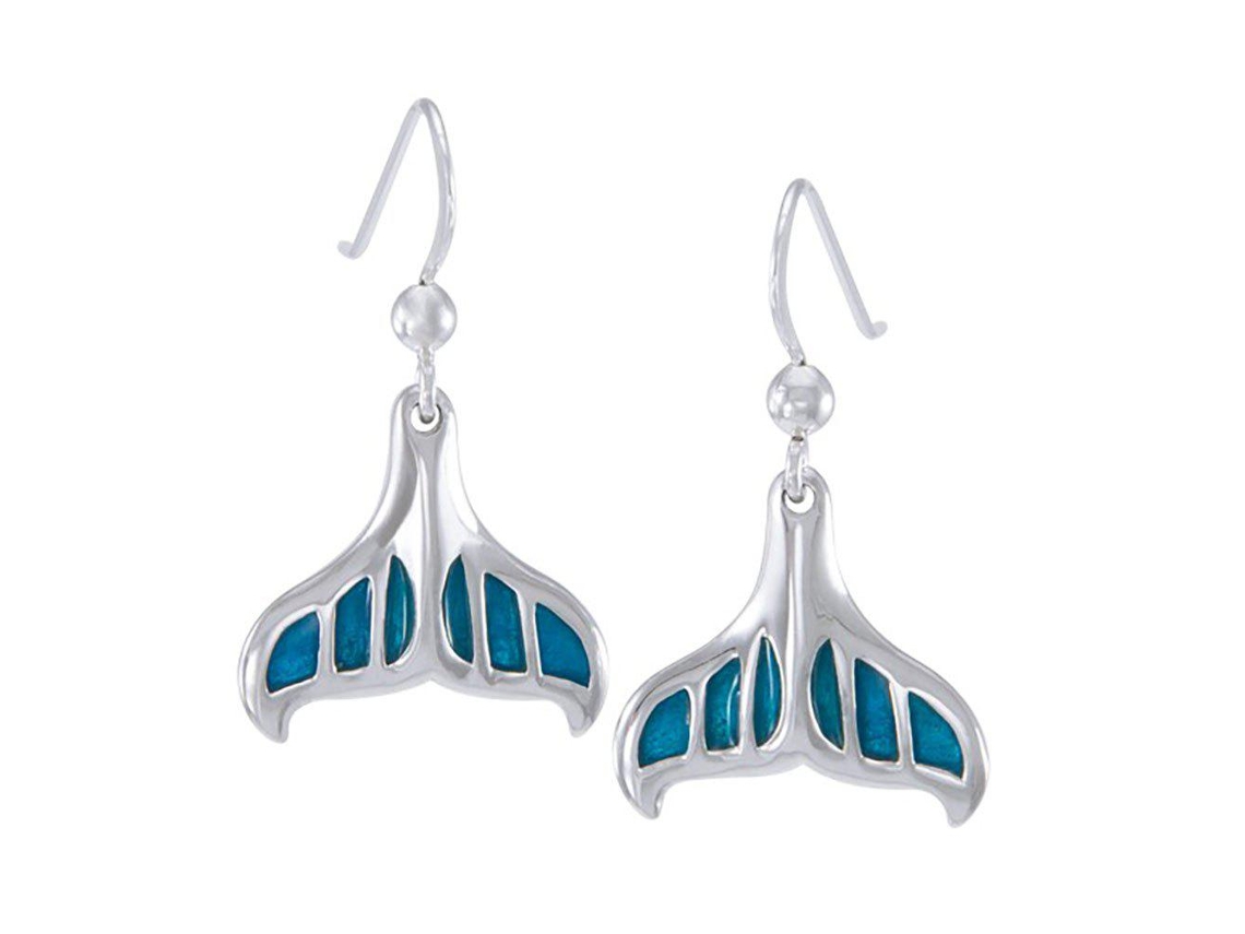 Dive Silver Whale Tail Long Hook Earring