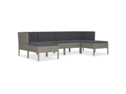 Maison Exclusive - 6 Pcs Conjunto Lounge De Jardim C/ Almofadões Vime Pe Cinzento