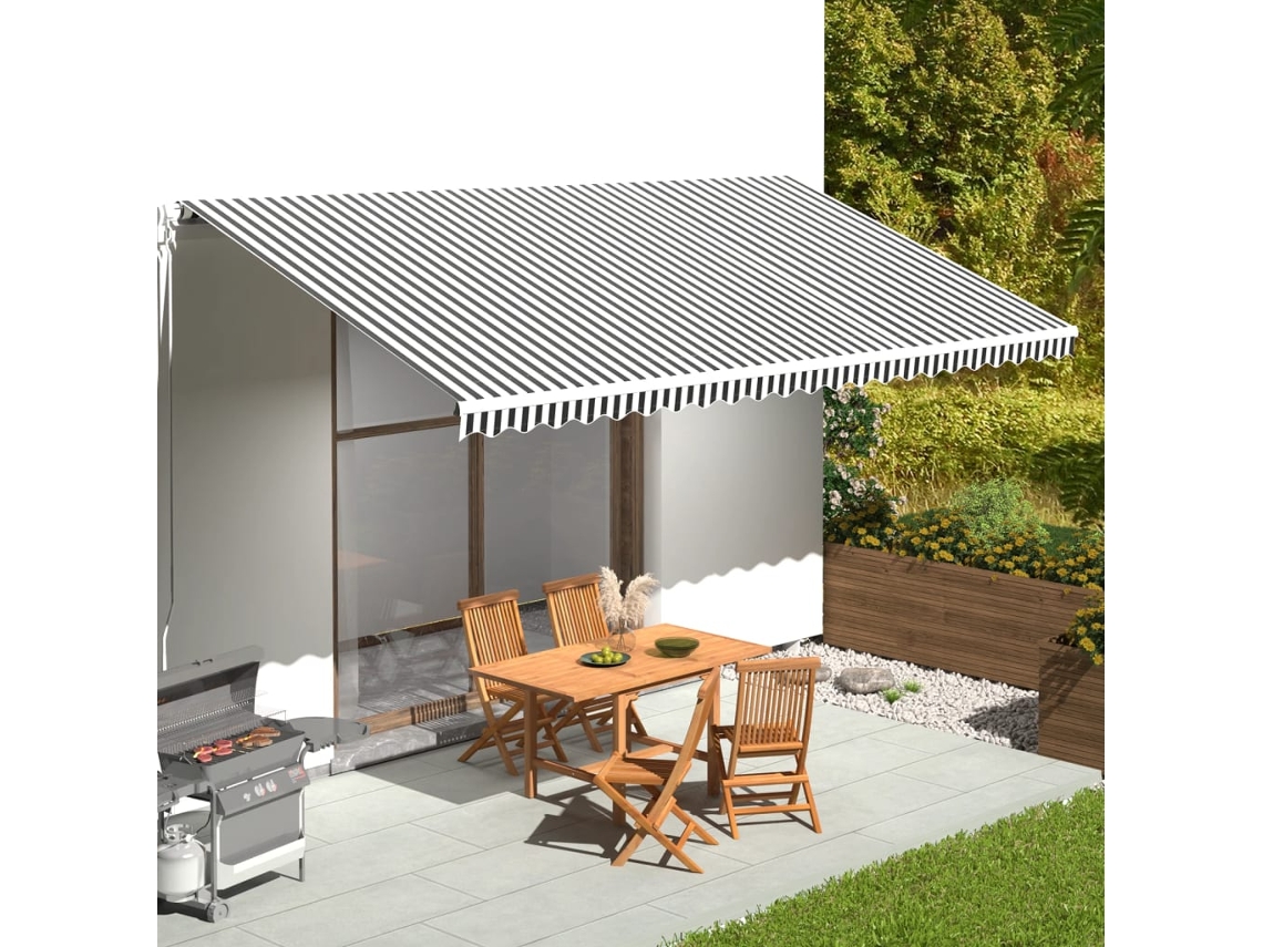 Vidaxl Tecido De Substituição Para Toldo Antracite E Branco 6x3 M Poliéster