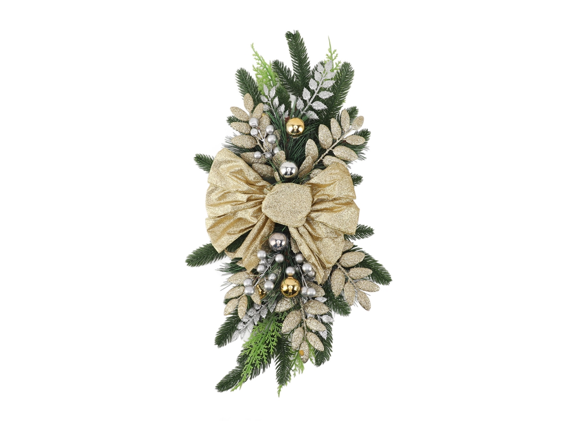 Decoração de Escada de Natal Sem Fio 60x30cm Pvc Swag | S/MARCA