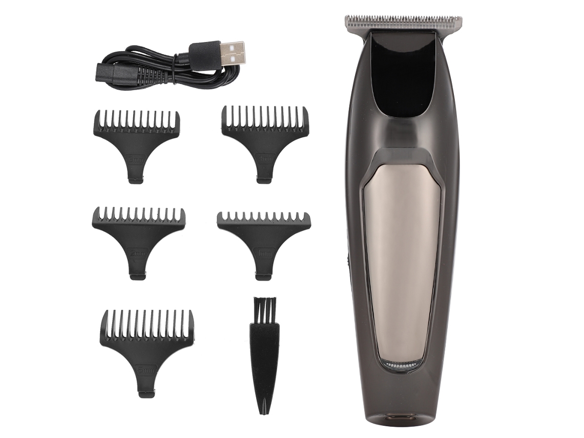 Maquina De Cortar Cabelo Elétrico Profissional Para Barbearia E Estilo Com 4 Pentes Guiadores E Tela Lcd De Bateria