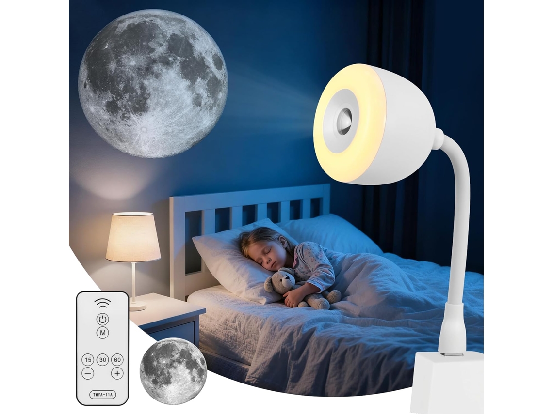 Luminária Noturna Projetora De Lua Galáctica 20cm, Recarregável Com