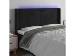 Vidaxl Cabeceira De Cama C/ Luzes Led Veludo 163x16x118/128 Cm Preto