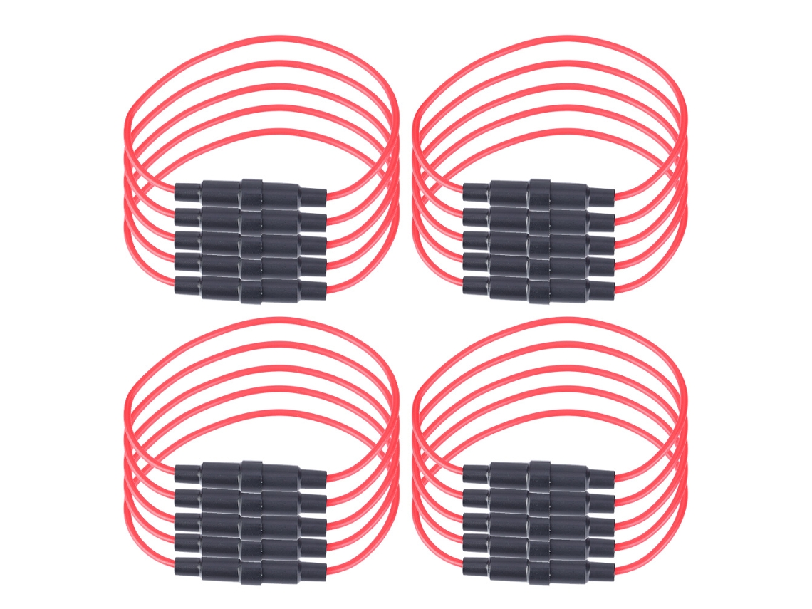 20 Peças Suporte De Fusível Tipo Parafuso Com Cabo 18cm 22awg 6,3a Para Uso Múltiplo