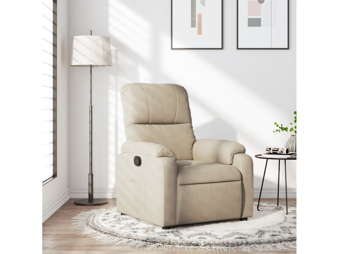 Vidaxl Poltrona Reclinável Tecido De Microfibra Cor Creme