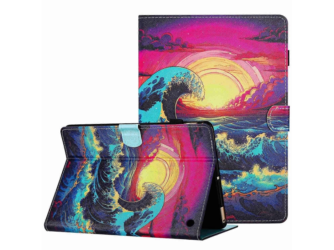 Capa de couro Webake para tablet inteligente com padrão pintado e costura