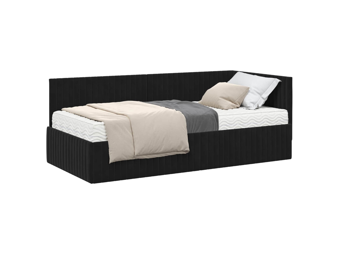 Estrutura de Cama de Canto com Colchão 2 Pcs Preto Veludo MAISON EXCLUSIVE