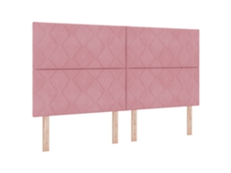 Cabeceira Com Design De Blocos De Diamante Em Rosa  De Veludo Vidaxl Rosa Veludo